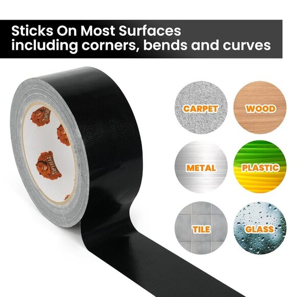 Duct Tape Heavy Duty 1.88 Inch x 30 Yards90Feet, Black Waterproof Tape 9mil Stro - Picture 7 of 7